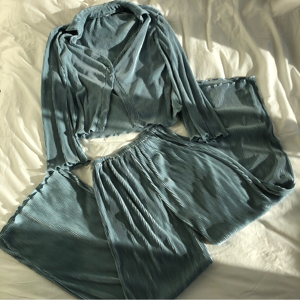 Blue Ribbed Lounge Set
